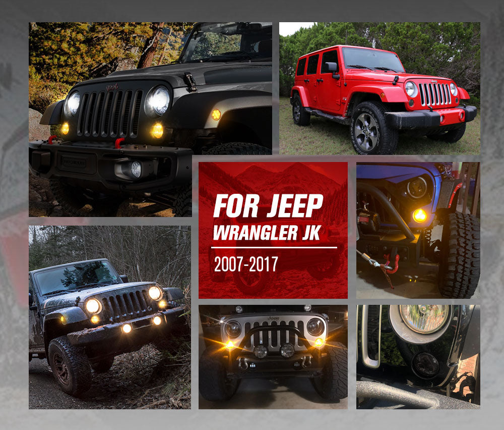 LIGHTFOX Pair LED Turn Signal Light for Jeep Wrangler JK 2007-2017 OEM