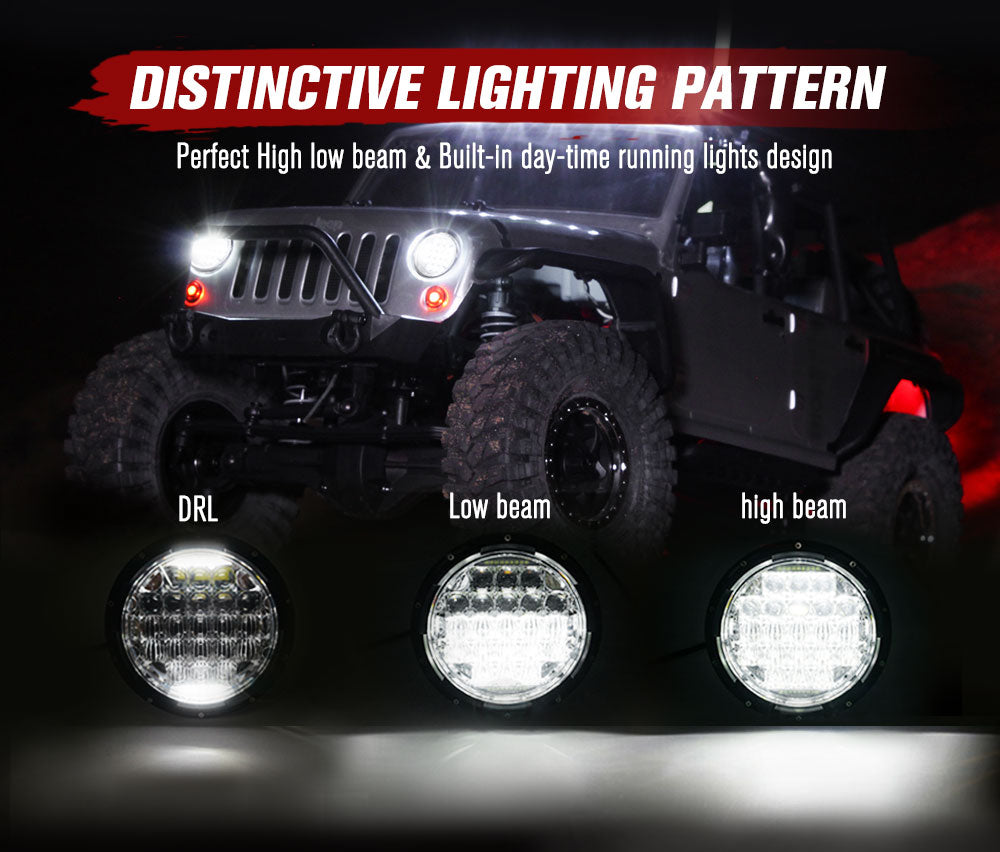 2x 7inch LED Headlights Insert Hi-Lo Beam DRL for Jeep Wrangler Patrol GQ