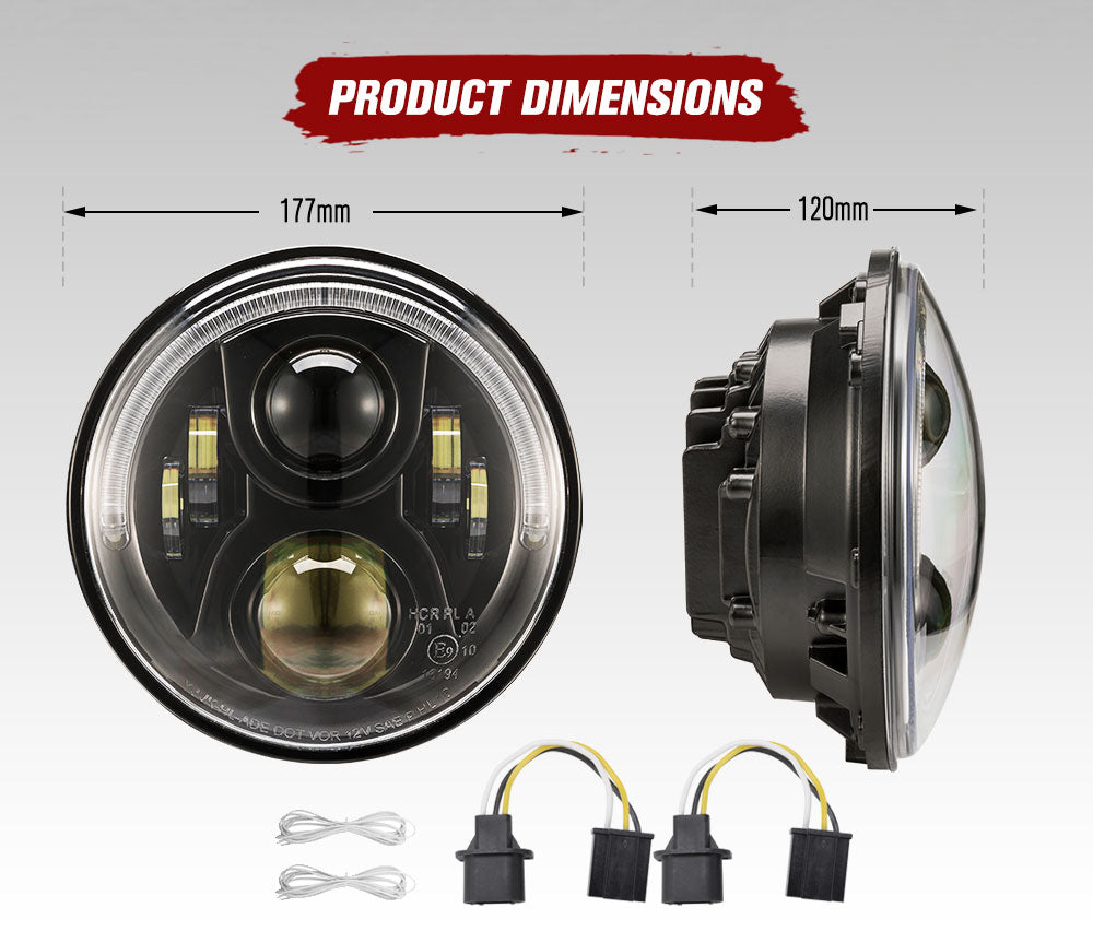 LIGHTFOX Pair 7inch LED Headlight for Jeep Patrol GQ