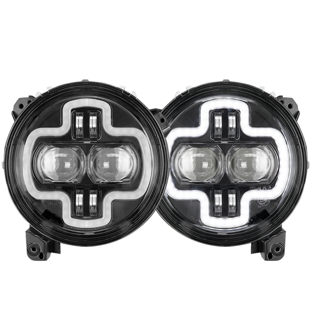 LIGHTFOX Pair LED Headlights for Jeep Wrangler JL 2018-ON