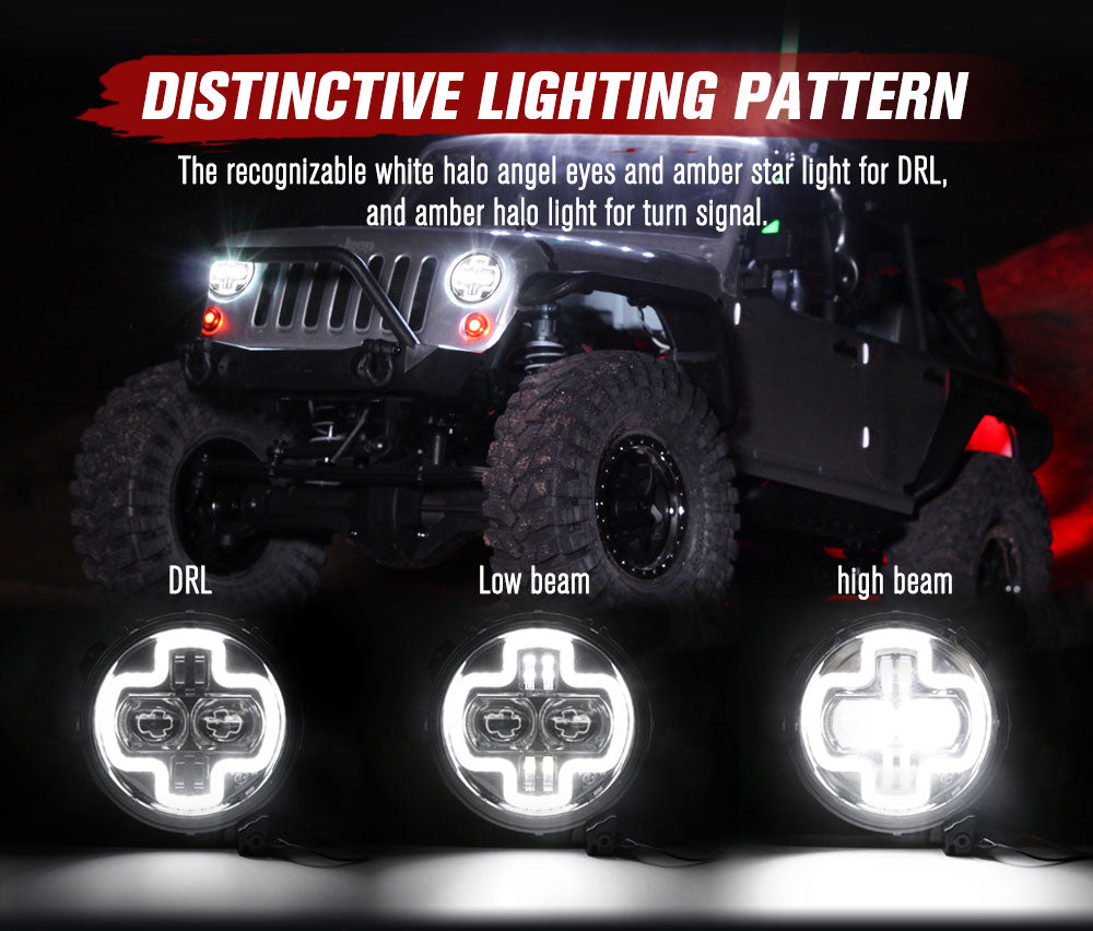 LIGHTFOX Pair LED Headlights for Jeep Wrangler JL 2018-ON