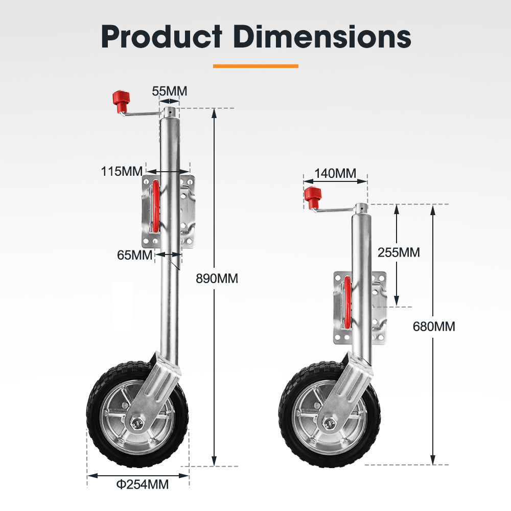 SAN HIMA Jockey Wheel 10" Inch Swing Up Rubber Wheel 1000kg Caravan Boat Trailer