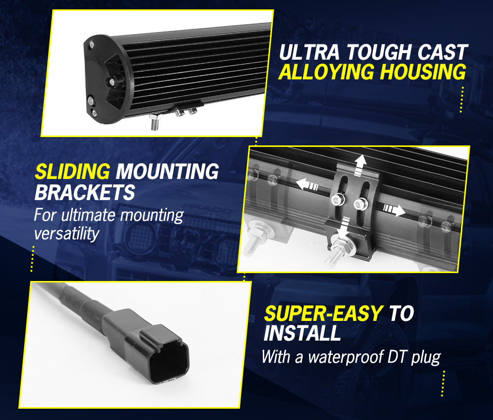 Lightfox LED Light Bar 7" 12" 20" 23" 26" 28" Flood Spot Combo 50" Curved 12V