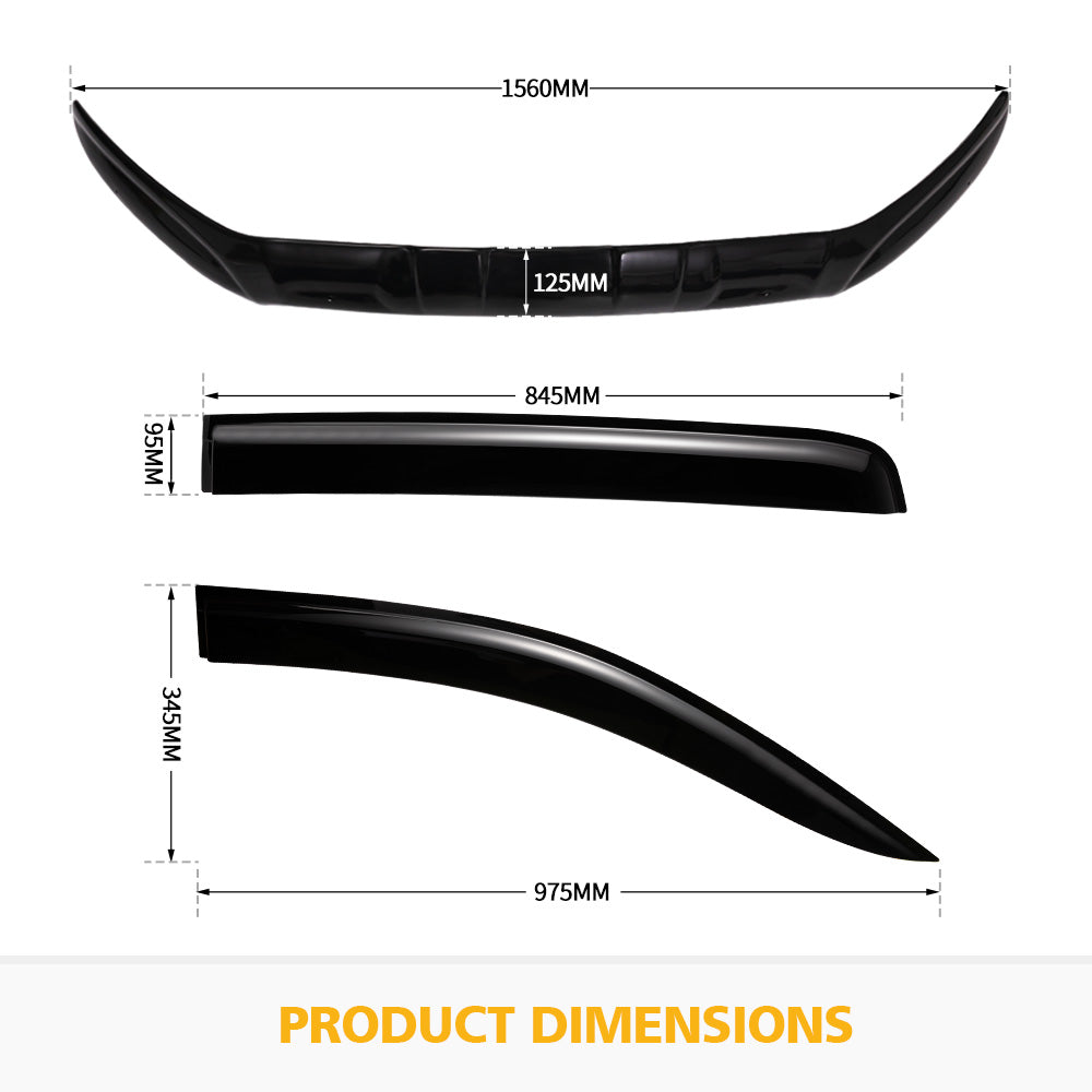 Fieryred Bonnet Protector & Weather Shield Visor suit Ford Ranger Raptor MK2 PX3 2015-2019