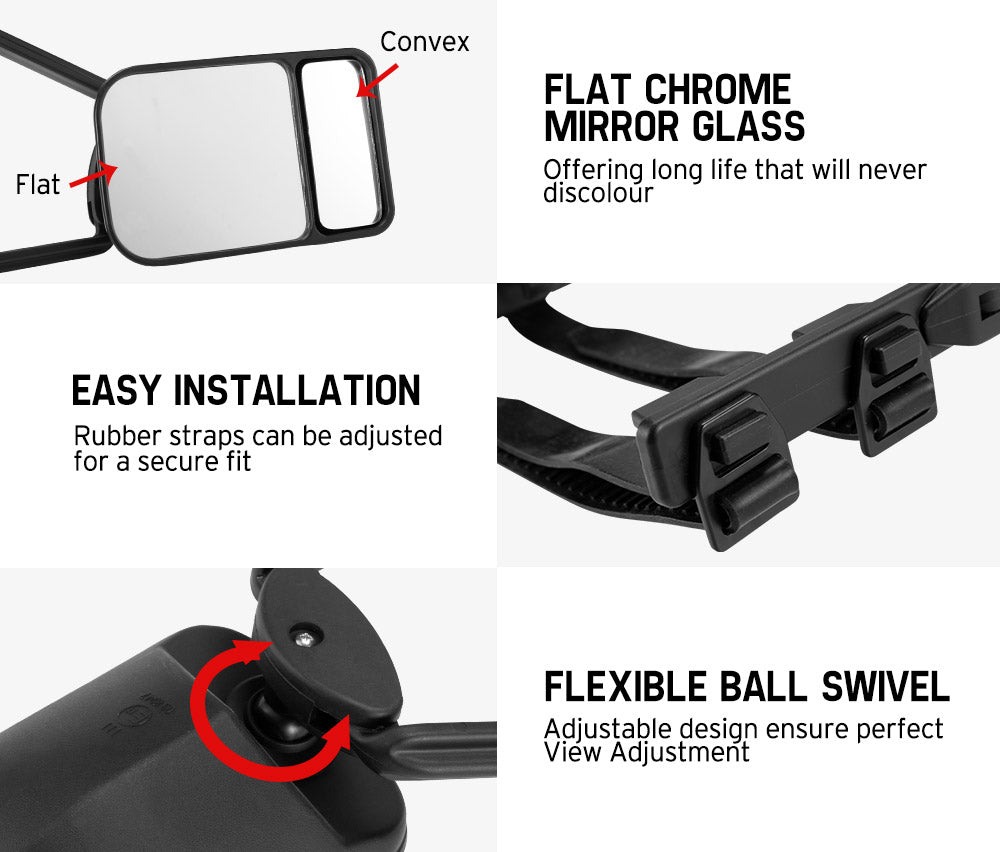 SAN HIMA Towing Mirror Clip On Universal Multi Trailer Caravan Car Truck Vehicle 4WD