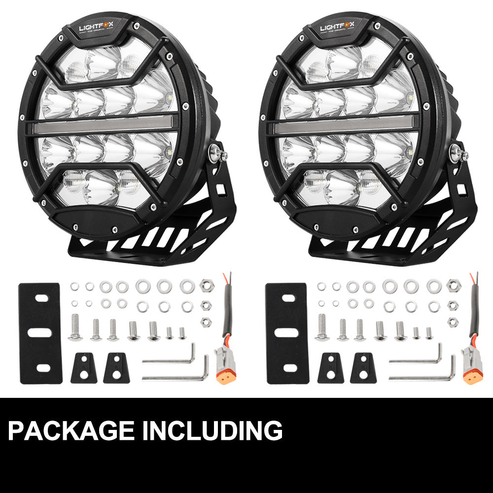 9inch LED Driving Lights Spotlight Spot Beam with Indicator & DRL