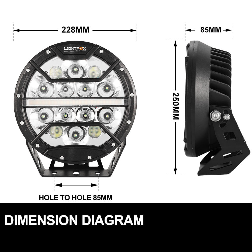 9inch LED Driving Lights Spotlight Spot Beam with Indicator & DRL
