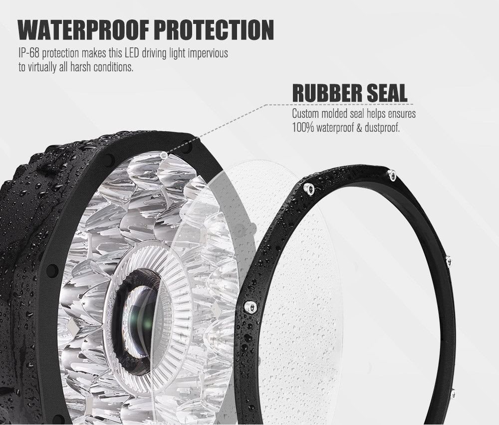 LIGHTFOX 9inch Laser LED Driving Lights Osram Black Round Offroad Truck SUV 4x4