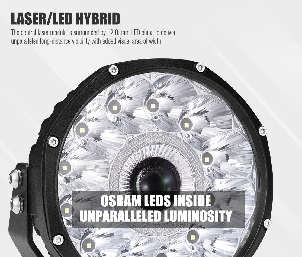 LIGHTFOX 7" Laser/LED Driving Lights Osram LED Black Round Offroad Truck SUV 4x4