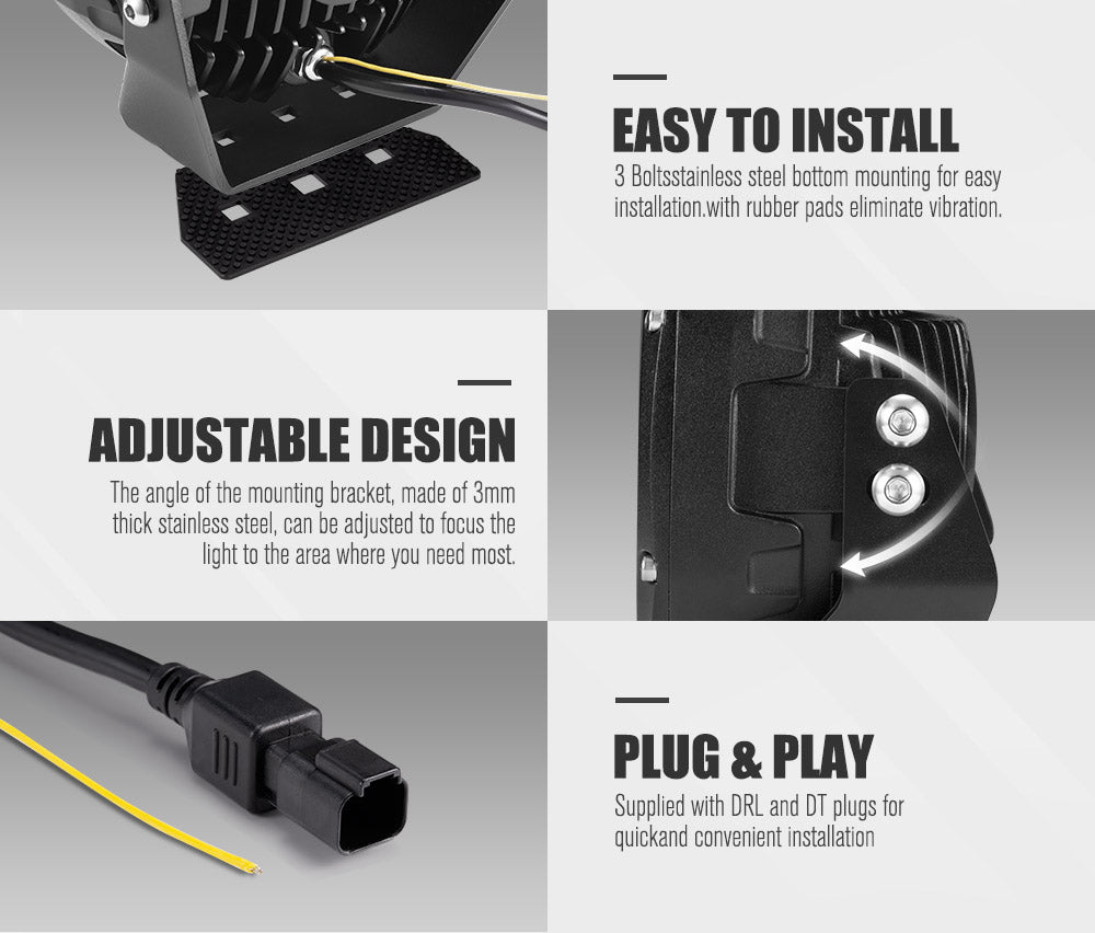 LIGHTFOX 7" Laser/LED Driving Lights Osram LED Black Round Offroad Truck SUV 4x4