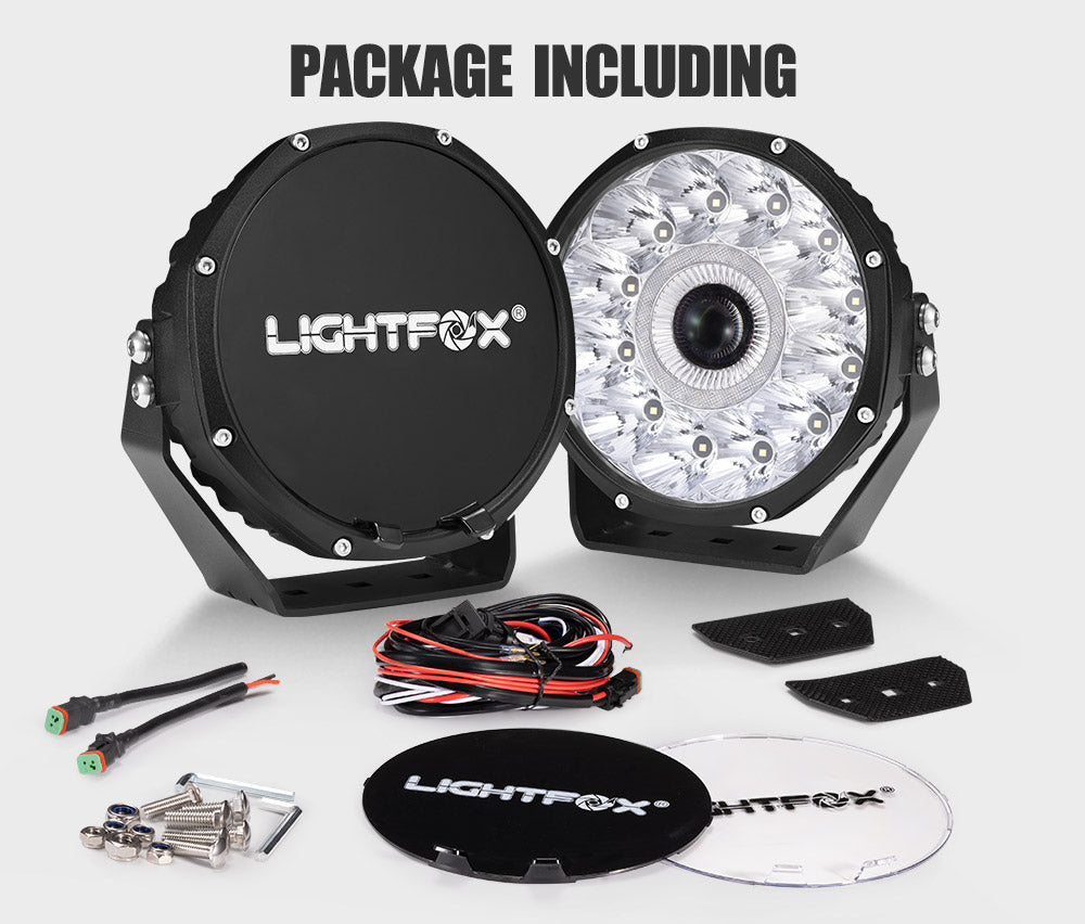 LIGHTFOX 7" Laser/LED Driving Lights Osram LED Black Round Offroad Truck SUV 4x4