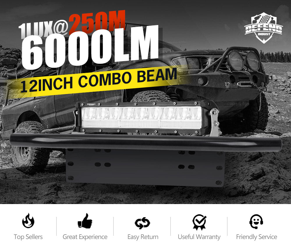 12inch LED Light Bar Dual Row Combo Beam W/ Number Plate Frame