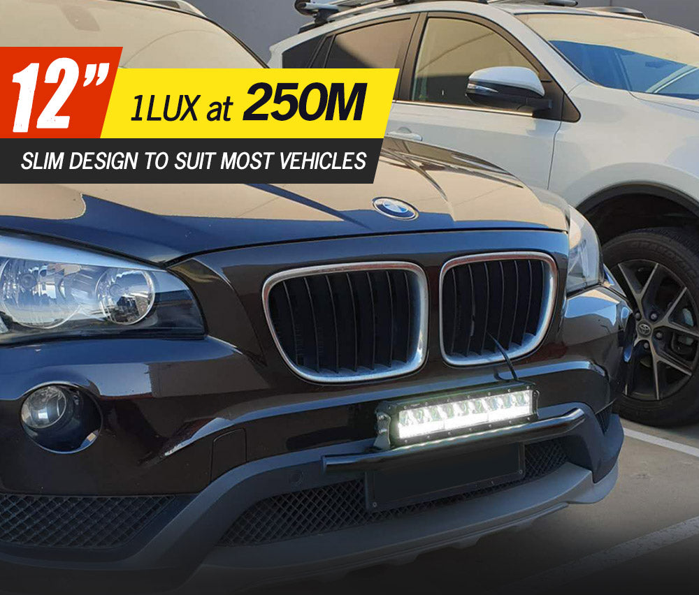 12inch LED Light Bar Dual Row Combo Beam W/ Number Plate Frame