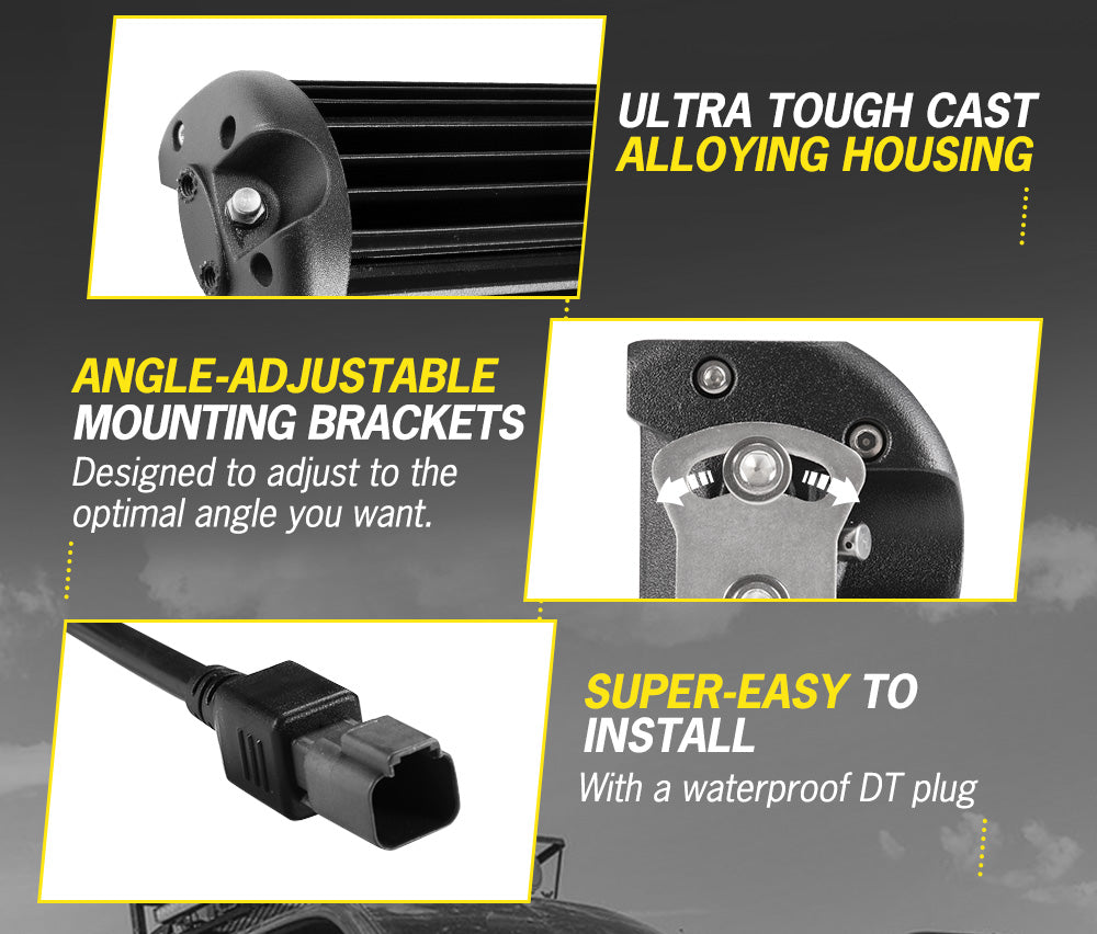 12inch LED Light Bar Dual Row Combo Beam W/ Number Plate Frame