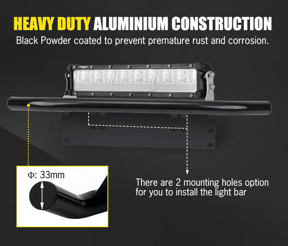 12inch LED Light Bar Dual Row Combo Beam W/ Number Plate Frame
