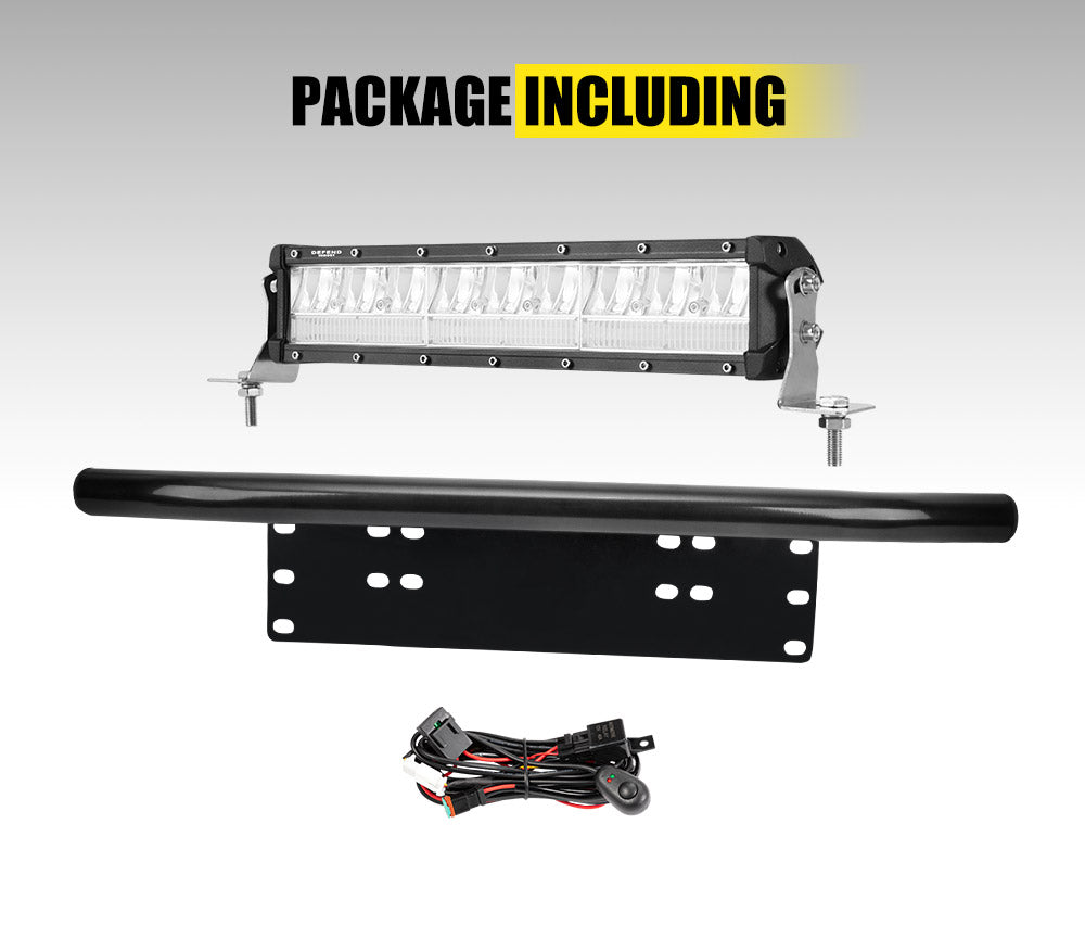 12inch LED Light Bar Dual Row Combo Beam W/ Number Plate Frame