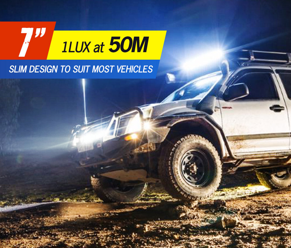 LIGHTFOX 4X 7" inch LED Light Bar Flood Beam Super Slim Work Reverse Lamp Offroad
