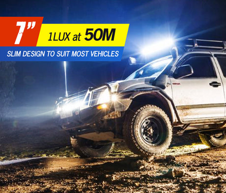 LIGHTFOX 4X 7" inch LED Light Bar Flood Beam Super Slim Work Reverse Lamp Offroad