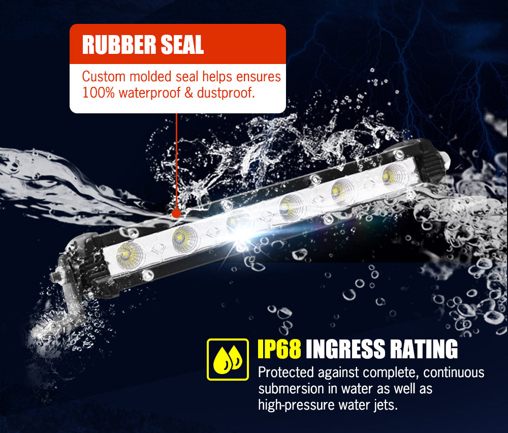 LIGHTFOX 4X 7" inch LED Light Bar Flood Beam Super Slim Work Reverse Lamp Offroad