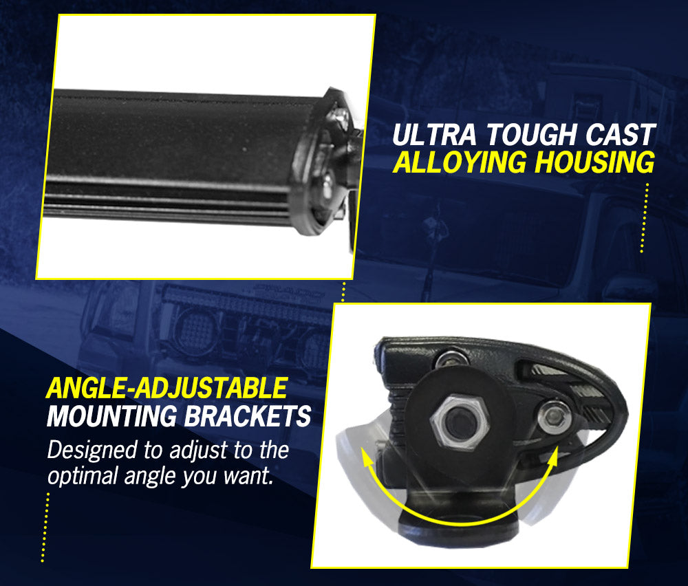 LIGHTFOX 4X 7" inch LED Light Bar Flood Beam Super Slim Work Reverse Lamp Offroad