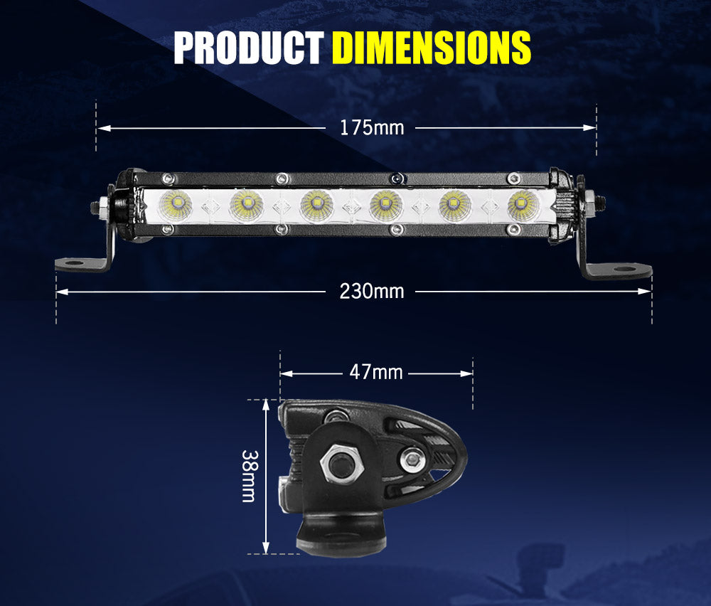 LIGHTFOX 4X 7" inch LED Light Bar Flood Beam Super Slim Work Reverse Lamp Offroad
