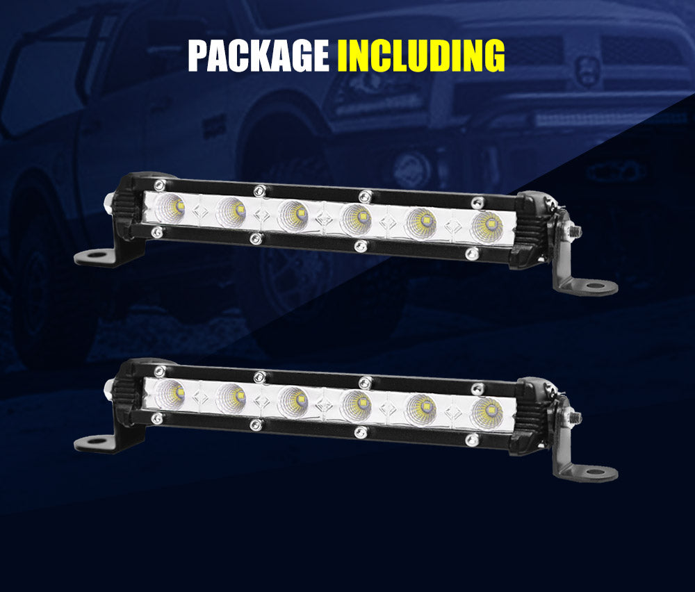 LIGHTFOX 4X 7" inch LED Light Bar Flood Beam Super Slim Work Reverse Lamp Offroad