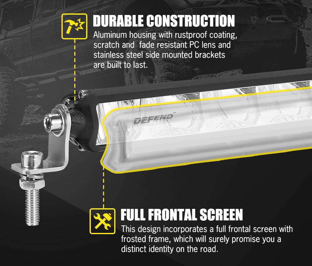 LED Work Lights 4 Inch Flood Spot Round 7" 12" 23" 26" Bar Wiring Kit