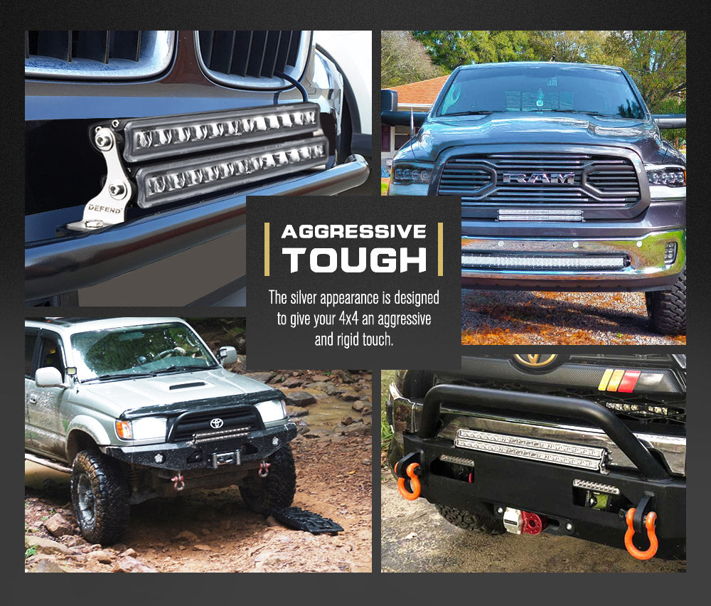 DEFEND INDUST Side Mounting Bracket Kit for LED Light Bar Brushed Stainless 62MM