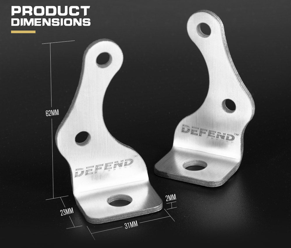 DEFEND INDUST Side Mounting Bracket Kit for LED Light Bar Brushed Stainless 62MM