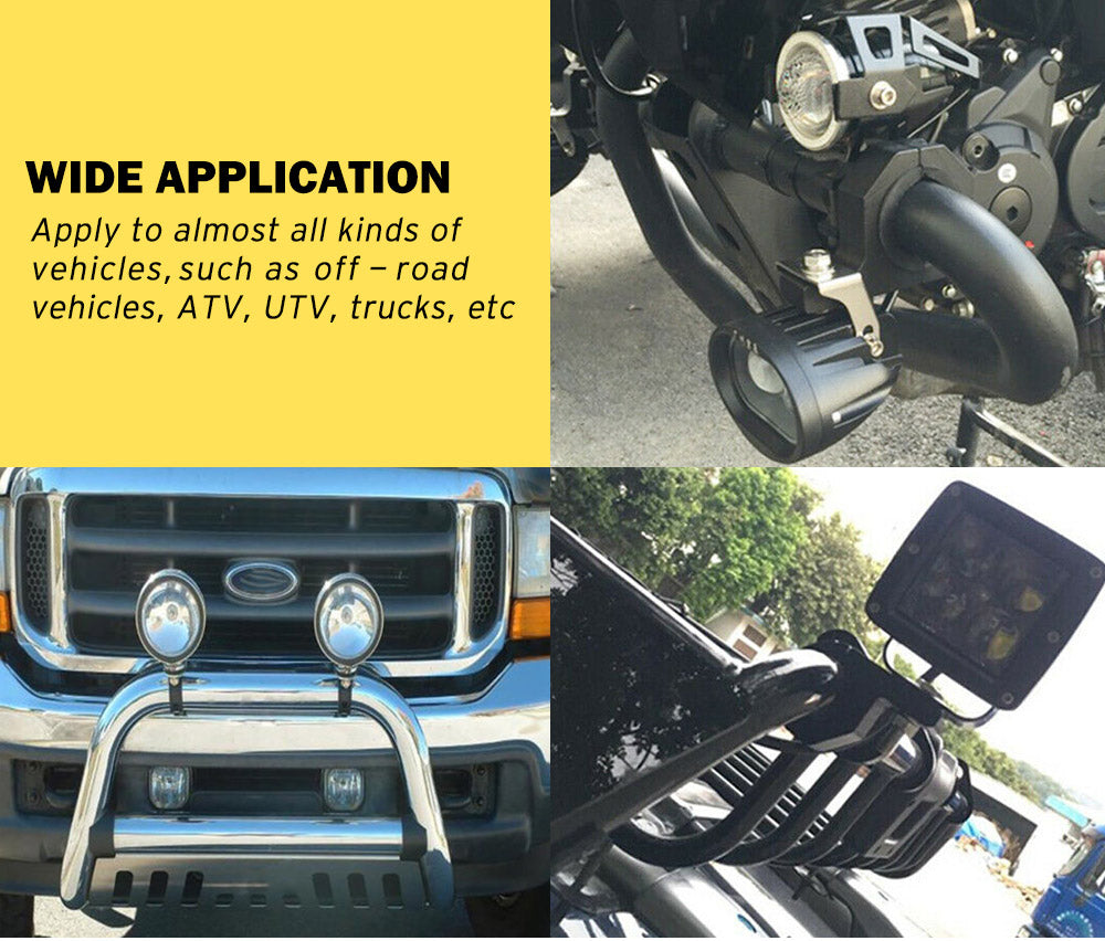 LIGHTFOX 2PCS Bullbar Mounting Bracket Kit 38 50mm Clamp LED Work Light Bar Tube Holder