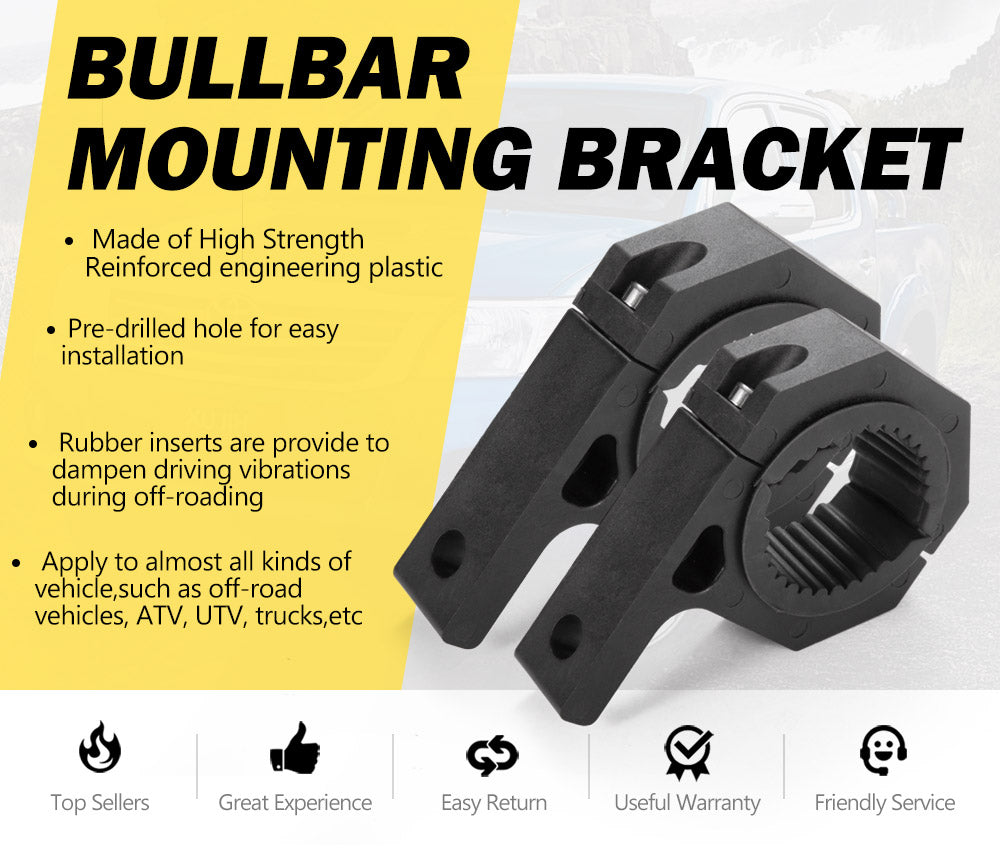 LIGHTFOX 2PCS Bullbar Mounting Bracket Kit 44 50mm Clamp LED Work Light Bar Tube Holder