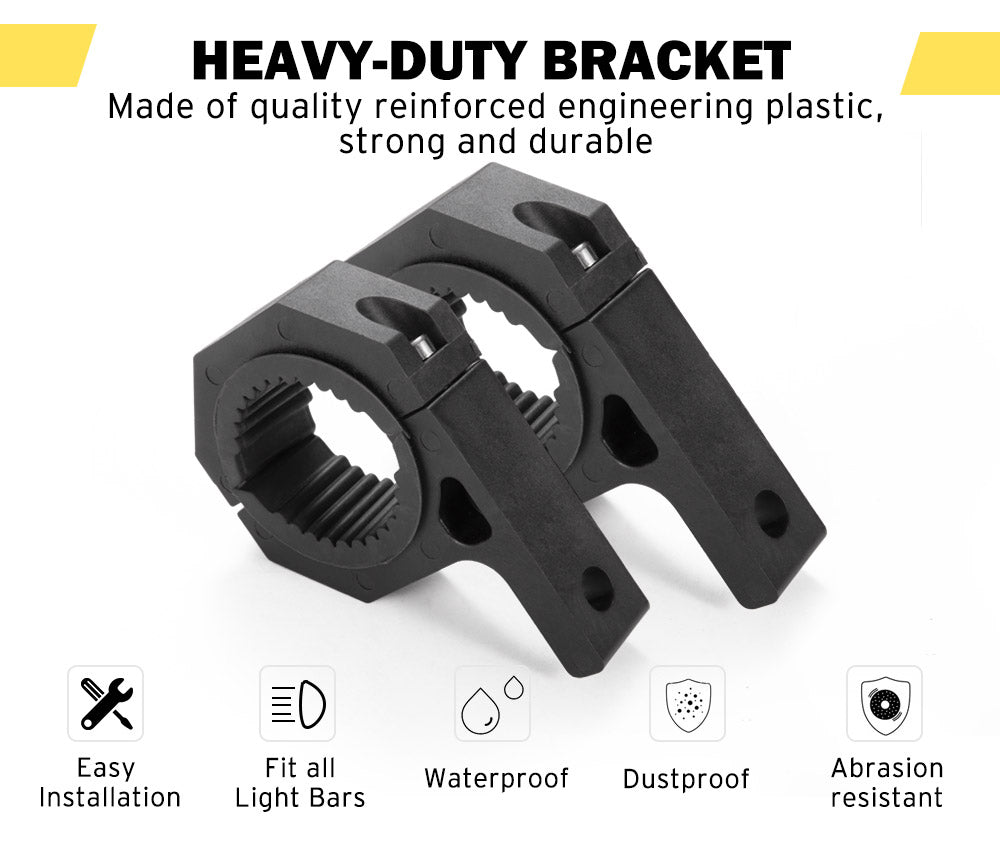 LIGHTFOX 2PCS Bullbar Mounting Bracket Kit 44 50mm Clamp LED Work Light Bar Tube Holder