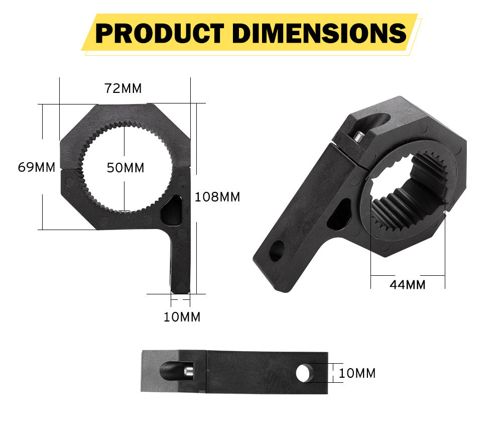LIGHTFOX 2PCS Bullbar Mounting Bracket Kit 44 50mm Clamp LED Work Light Bar Tube Holder