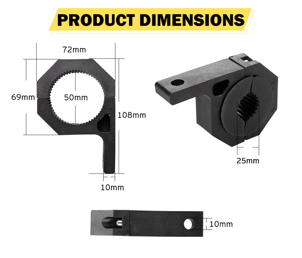 LIGHTFOX 2PCS Bullbar Mounting Bracket Kit 25 50mm Clamp LED Work Light Bar Tube Holder