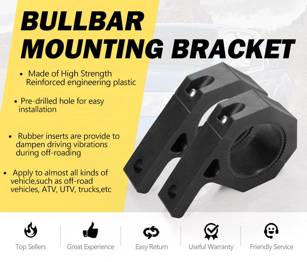 LIGHTFOX 2PCS Bullbar Mounting Bracket Kit 48 50mm Clamp LED Work Light Bar Tube Holder