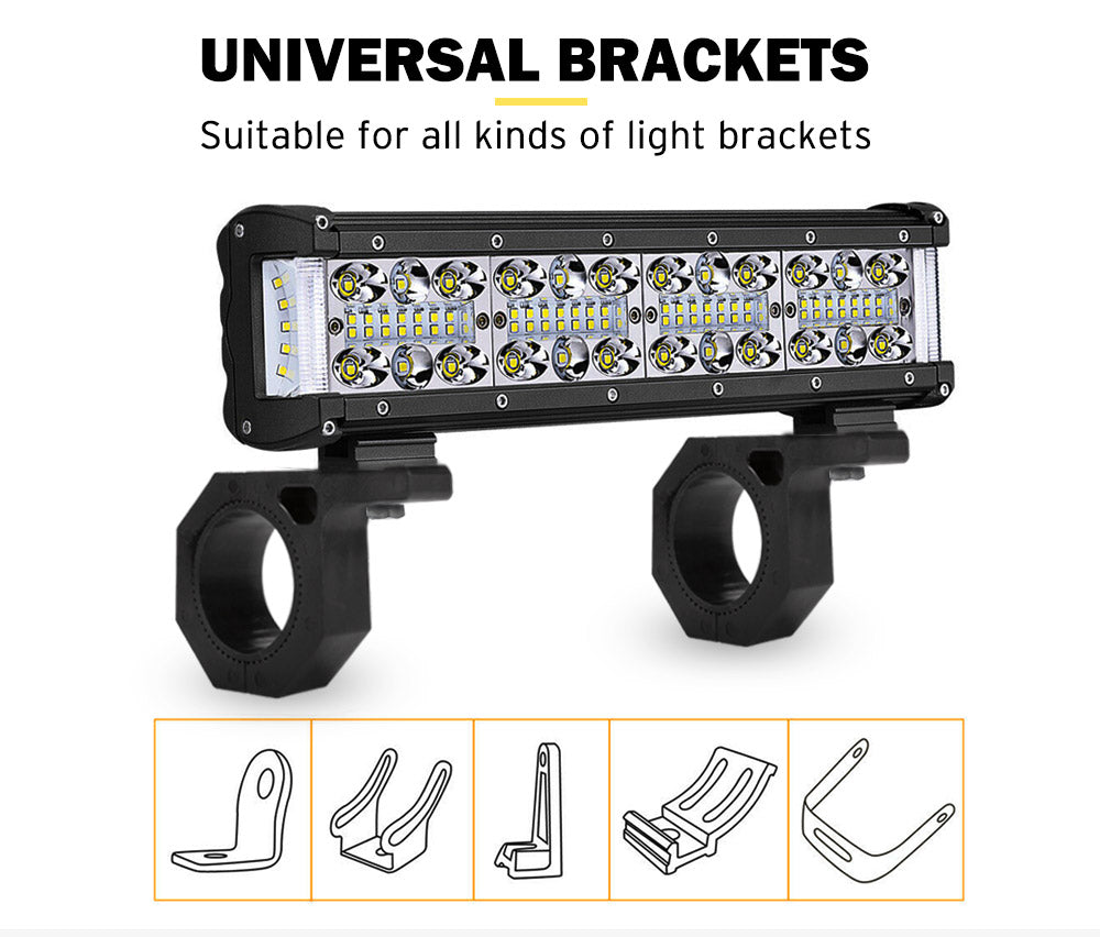 LIGHTFOX 2PCS Bullbar Mounting Bracket Kit 48 50mm Clamp LED Work Light Bar Tube Holder
