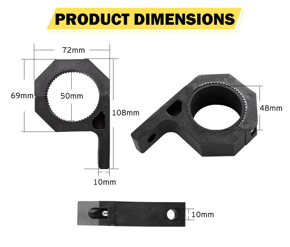 LIGHTFOX 2PCS Bullbar Mounting Bracket Kit 48 50mm Clamp LED Work Light Bar Tube Holder