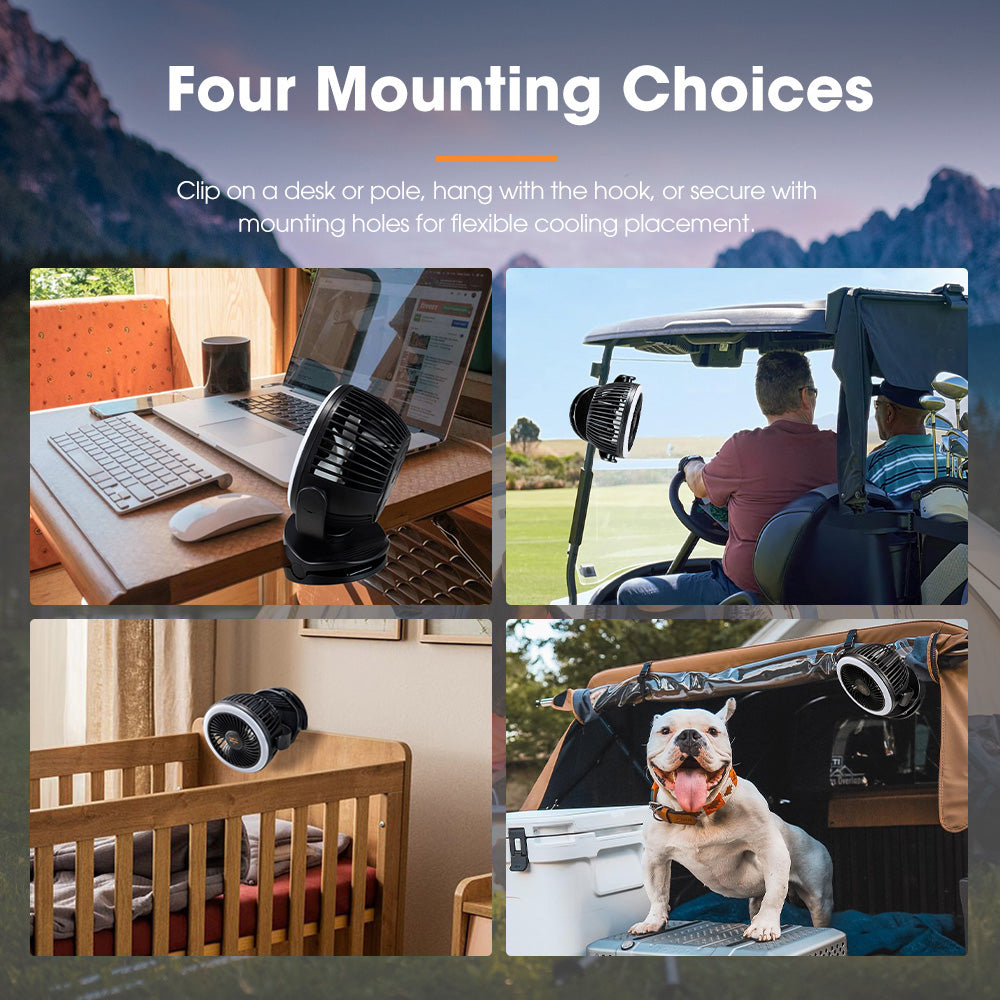 2X 3X 4X San Hima 10000mAh Camping Fan Portable W/ LED Light USB Rechargeable