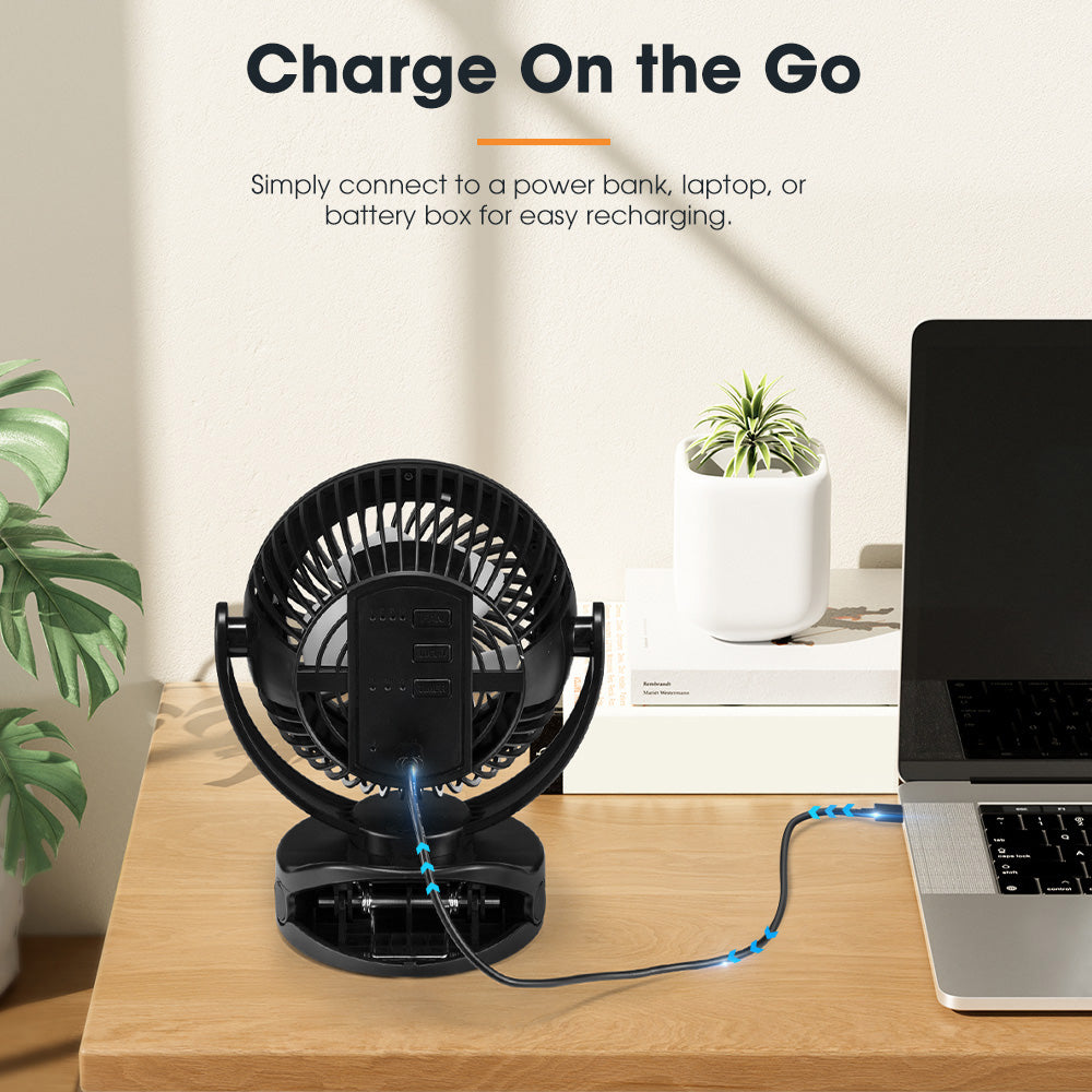 4X San Hima 10000mAh Camping Fan Portable W/ LED Light USB Rechargeable Clip On