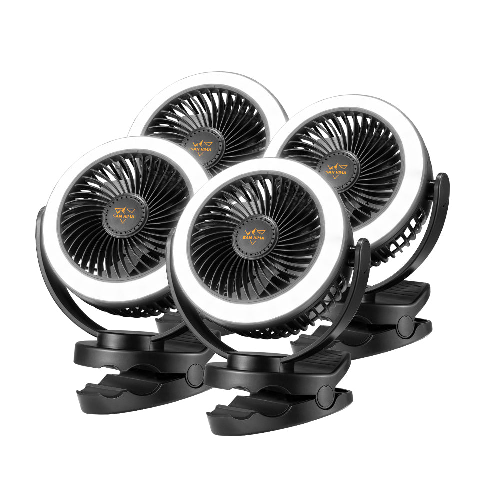 4X San Hima 10000mAh Camping Fan Portable W/ LED Light USB Rechargeable Clip On