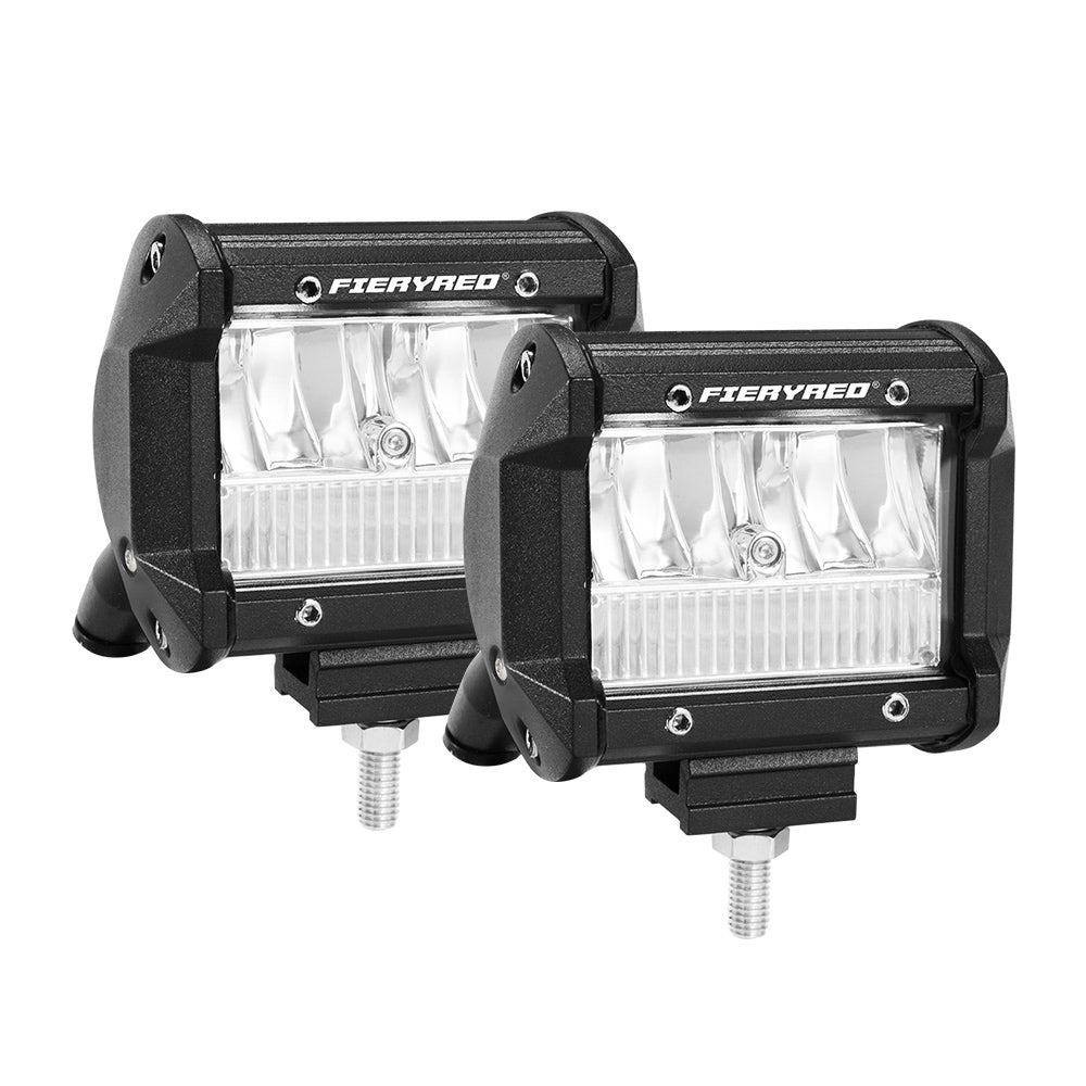 FIERYRED  Pair 4inch LED Work Light Spot Flood Reverse 4WD 12V 24V