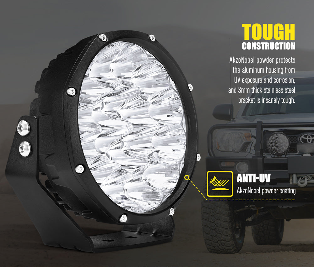 LIGHTFOX 7" LED Driving Light OSRAM Spot Lights Black Round Offroad Truck SUV 4x4