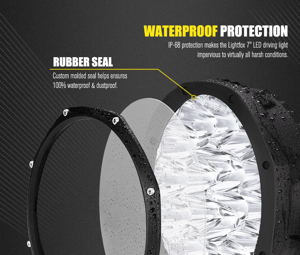 LIGHTFOX 7" LED Driving Light OSRAM Spot Lights Black Round Offroad Truck SUV 4x4