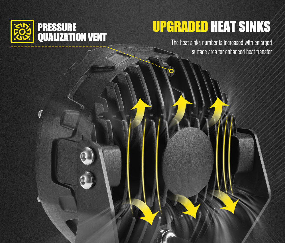 LIGHTFOX 7" LED Driving Light OSRAM Spot Lights Black Round Offroad Truck SUV 4x4