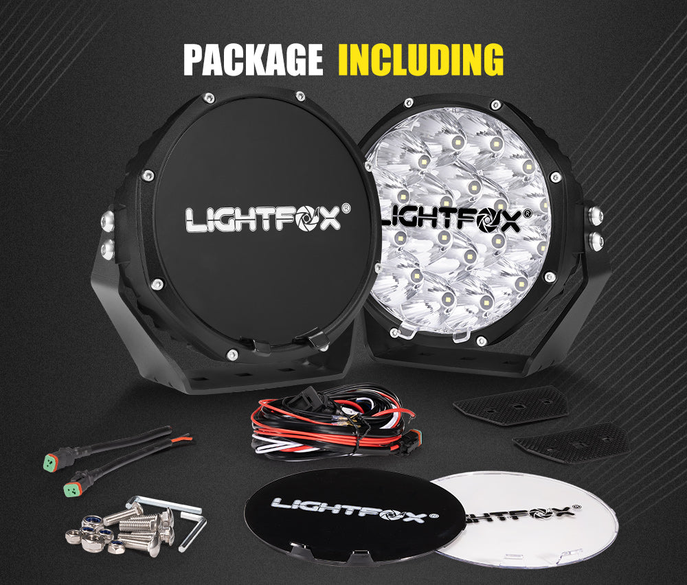 LIGHTFOX 7" LED Driving Light OSRAM Spot Lights Black Round Offroad Truck SUV 4x4