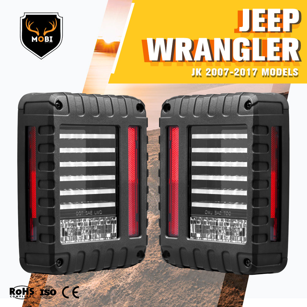 MOBI Pair LED Tail Lights for Jeep Wrangler JK 07-17