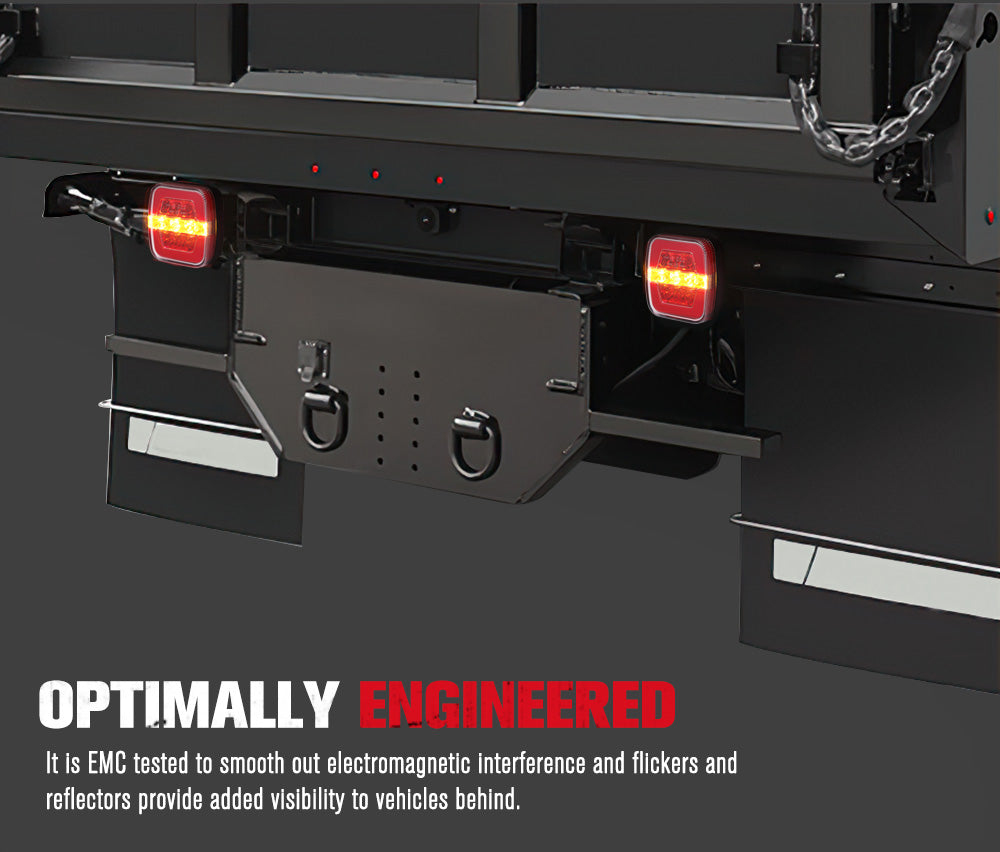 2x LED Trailer Tail Lights Stop Indicator Lamp Kit Square Light for Trailer