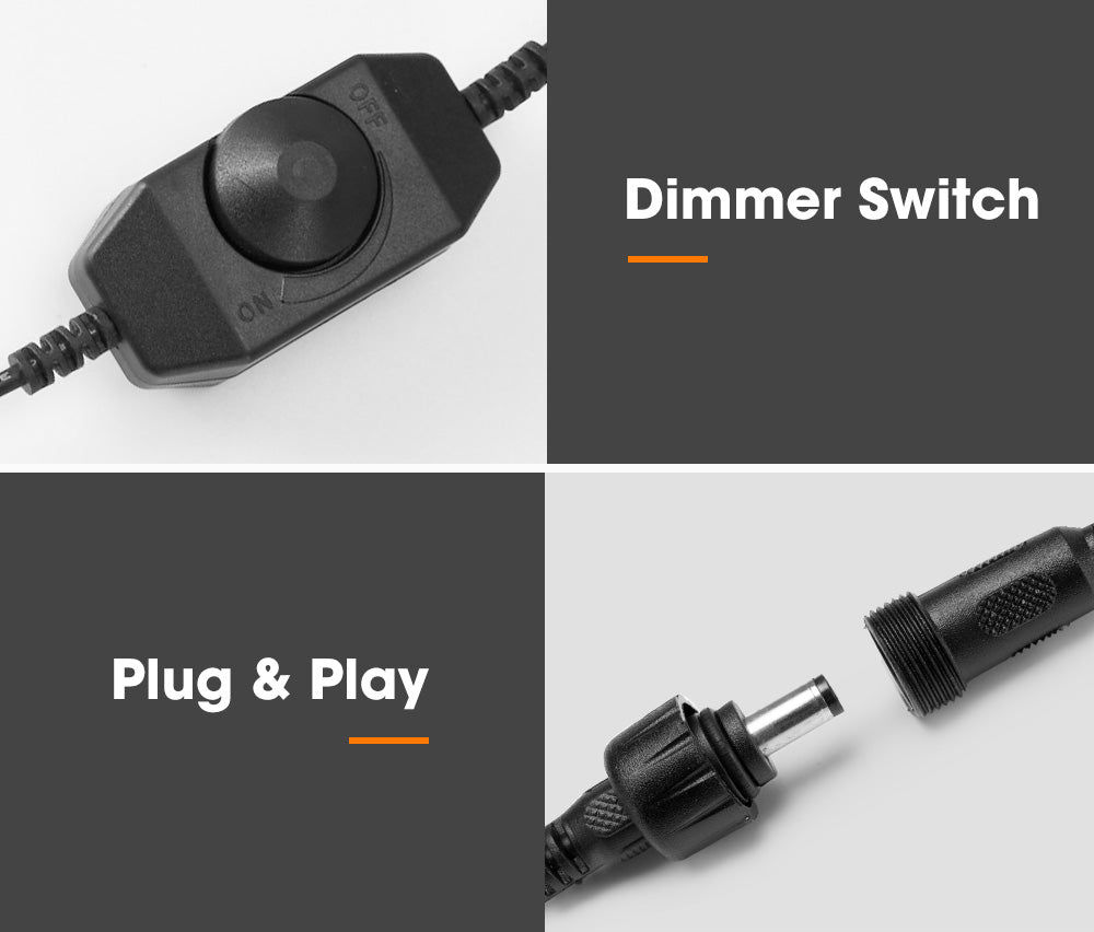 LIGHTFOX 6PCS 12V LED Strip Light Bar Waterproof Amber White Lights Camping Boat