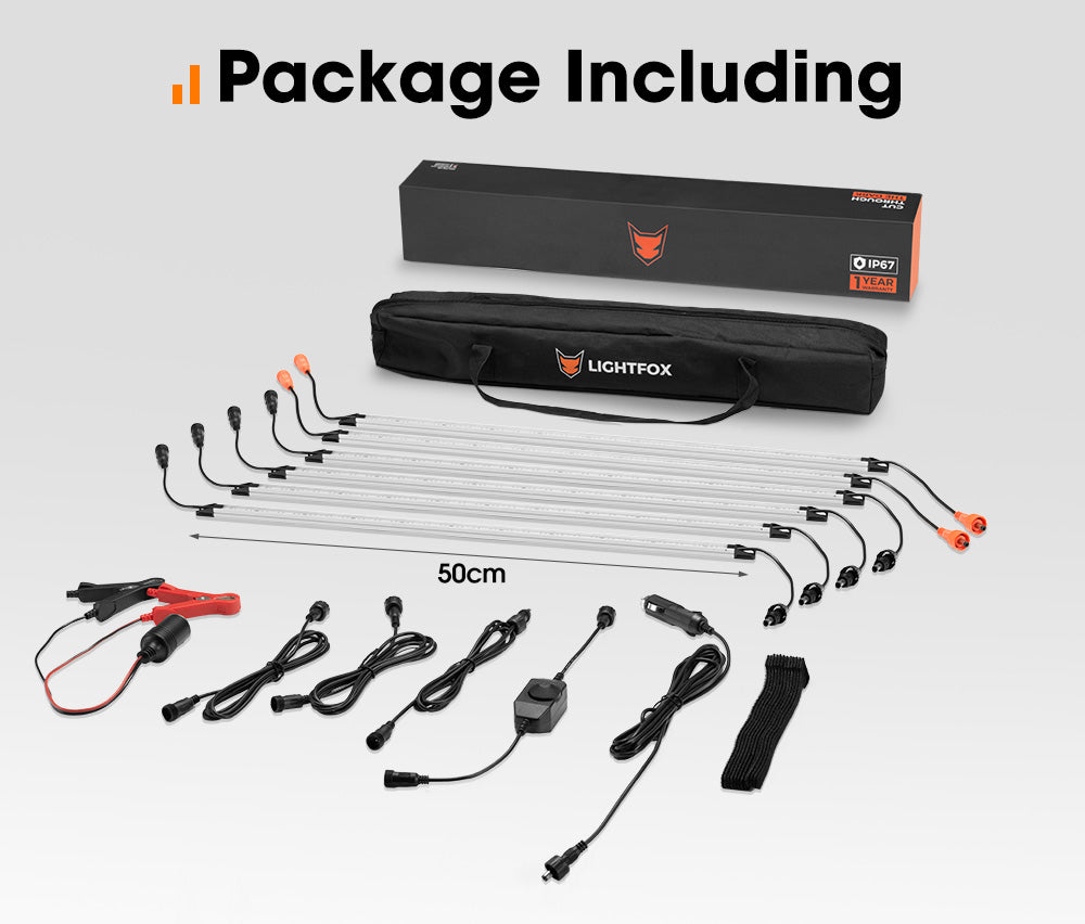 LIGHTFOX 6PCS 12V LED Strip Light Bar Waterproof Amber White Lights Camping Boat