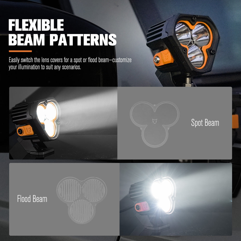 Lightfox Pair 3" Cygnus-3 Osram LED Pod Lights Work Light w/ 3 pin DT Connector